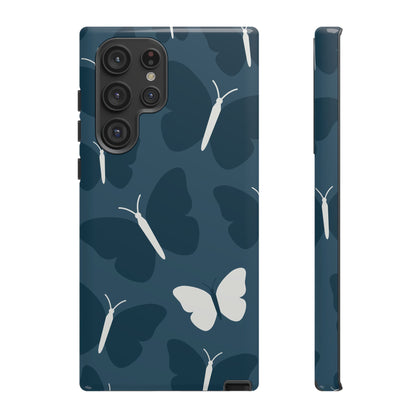 Minimalist Dark Blue Butterfly Pattern Phone Case - Blue Phone Case - Samsung Galaxy S22 Ultra / Glossy