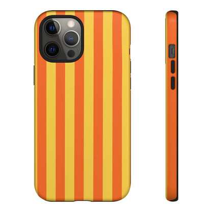 iPhone 12 Pro Max / Glossy Phone Case - Trendy Orange & Yellow Stripe Pattern Phone Case
