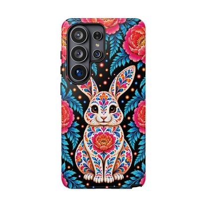 Cute Pink and Turquoise Calavera Bunny Phone Case - Multicolor Phone Case - Samsung Galaxy S26 Ultra / Glossy
