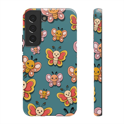Blue Butterfly Sticker Design Phone Case - Blue Phone Case - Samsung Galaxy S22 / Glossy