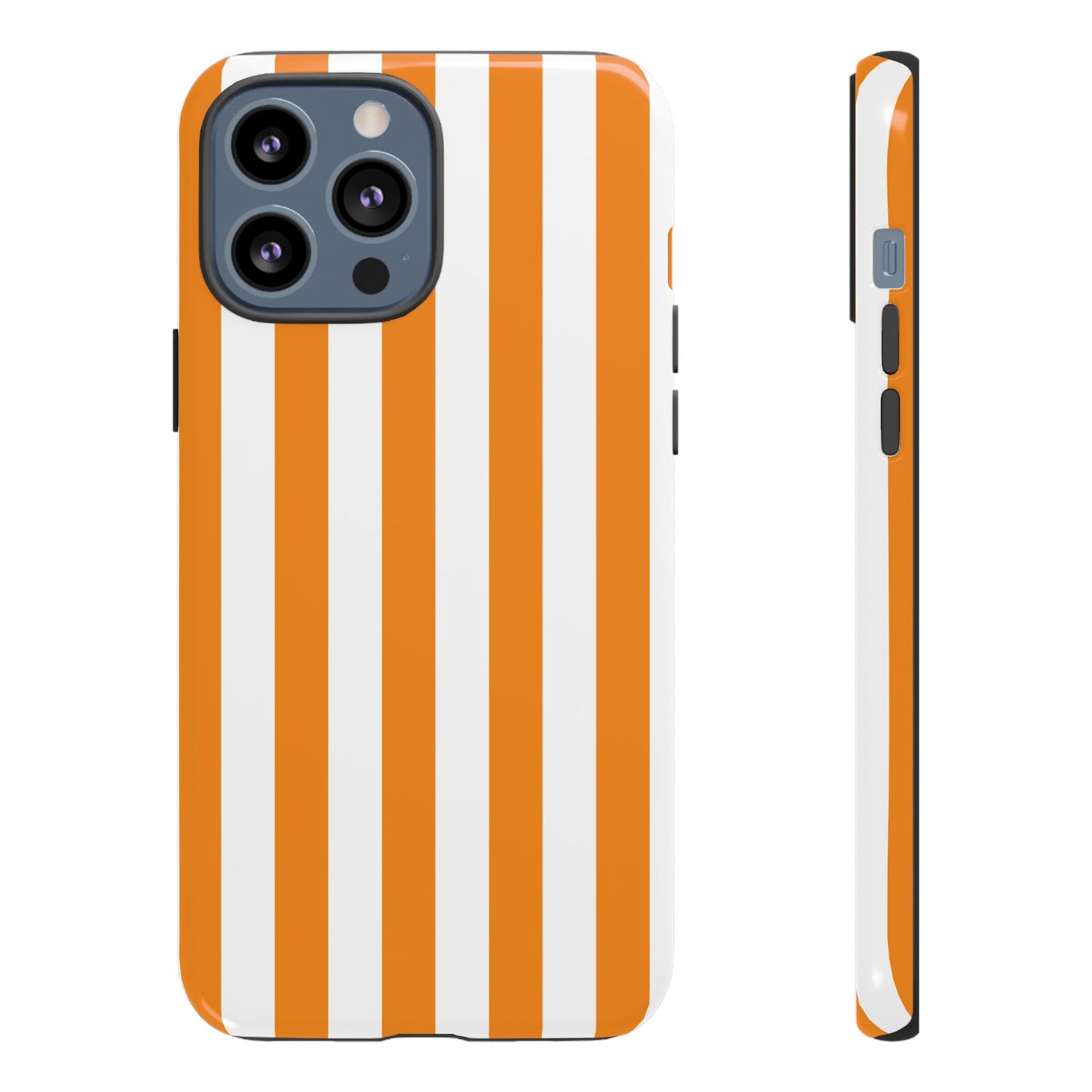 iPhone 13 Pro Max / Glossy Phone Case - Simple Yellow & White Stripe Pattern Phone Case