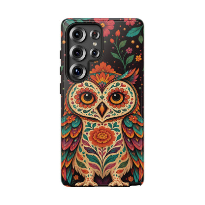 Vibrant Terracotta and Teal Calavera Owl Phone Case - Multicolor Phone Case - Samsung Galaxy S25 Ultra / Glossy