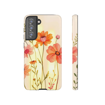 Samsung Galaxy S21 FE / Glossy Phone Case - Watercolour Bunch of Wildflowers Design Phone Case