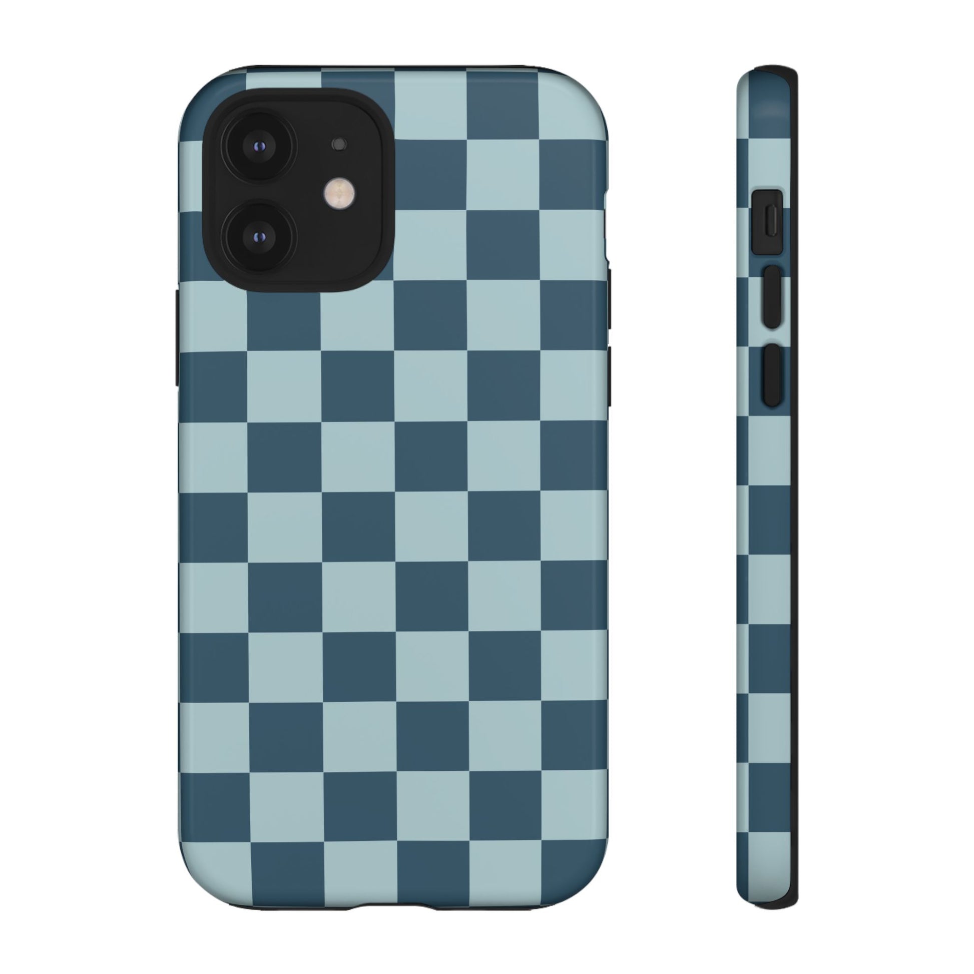 Blue Checked Pattern Phone Case - Blue Phone Case - iPhone 12 / Glossy