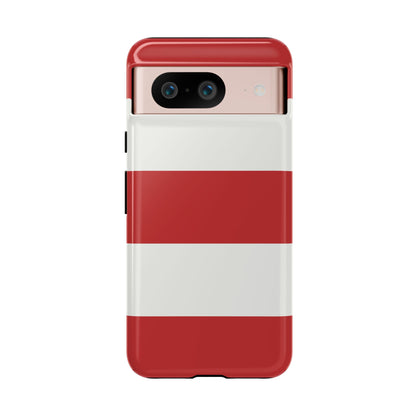Google Pixel 8 / Glossy Phone Case - Red & White Horizontal Stripe Pattern Phone Case
