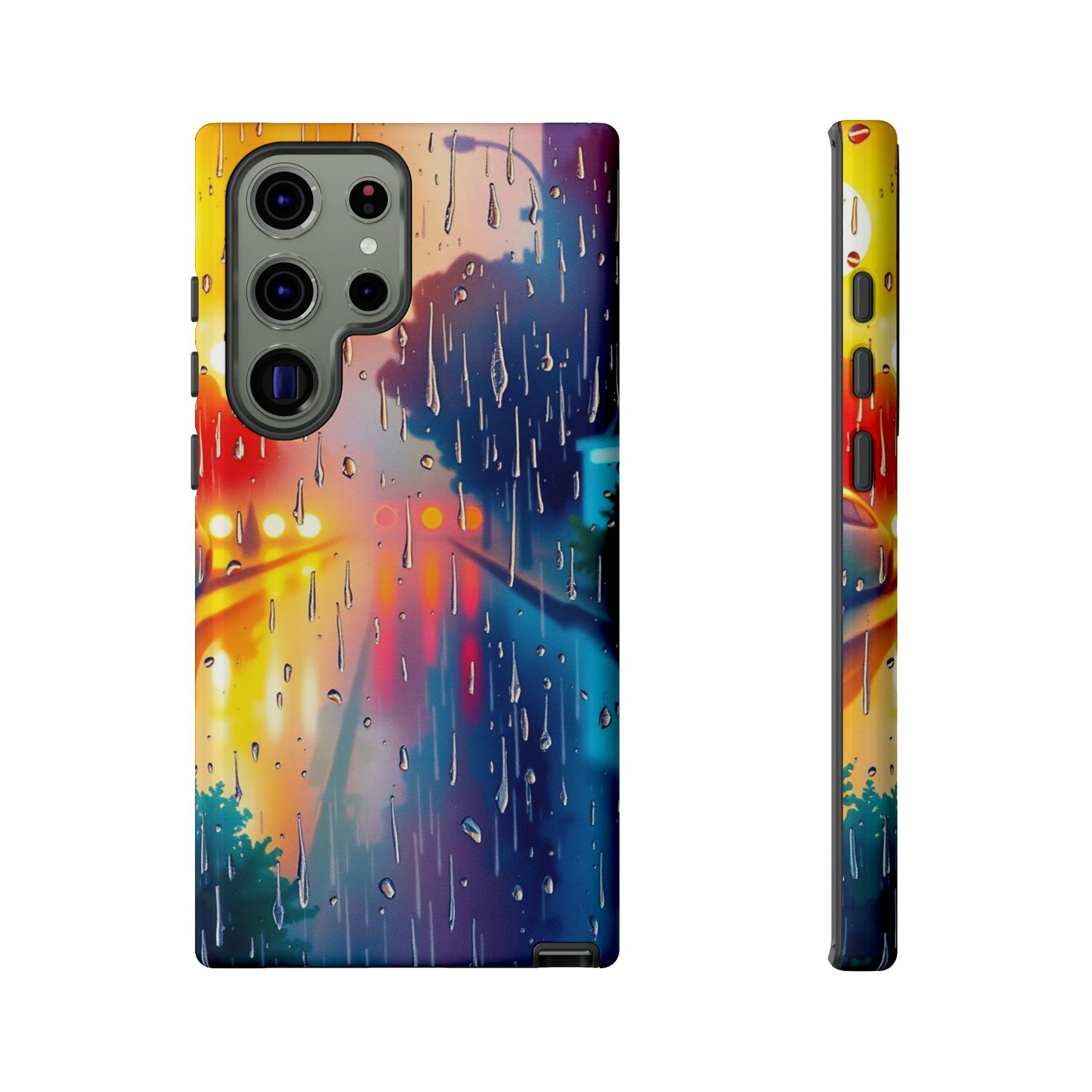Samsung Galaxy S23 Ultra / Glossy Phone Case - Electric Rain Watercolour Design Phone Case