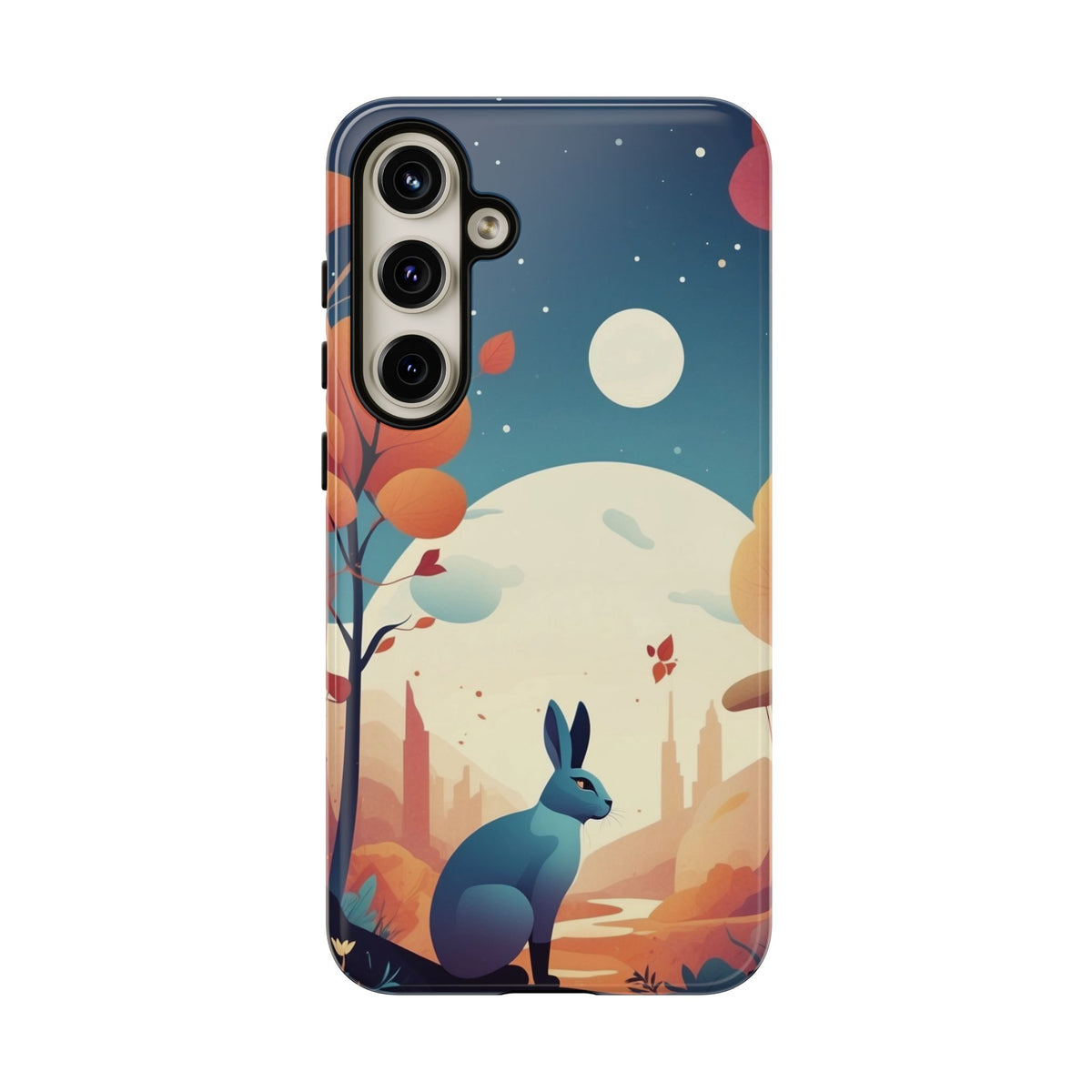 Stylised Blue Hare Design Phone Case - Multicolor Phone Case - Samsung Galaxy S24 Plus / Glossy