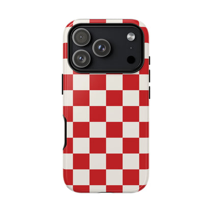 Red Checked Pattern Phone Case - Red Phone Case - iPhone 18 Pro / Glossy