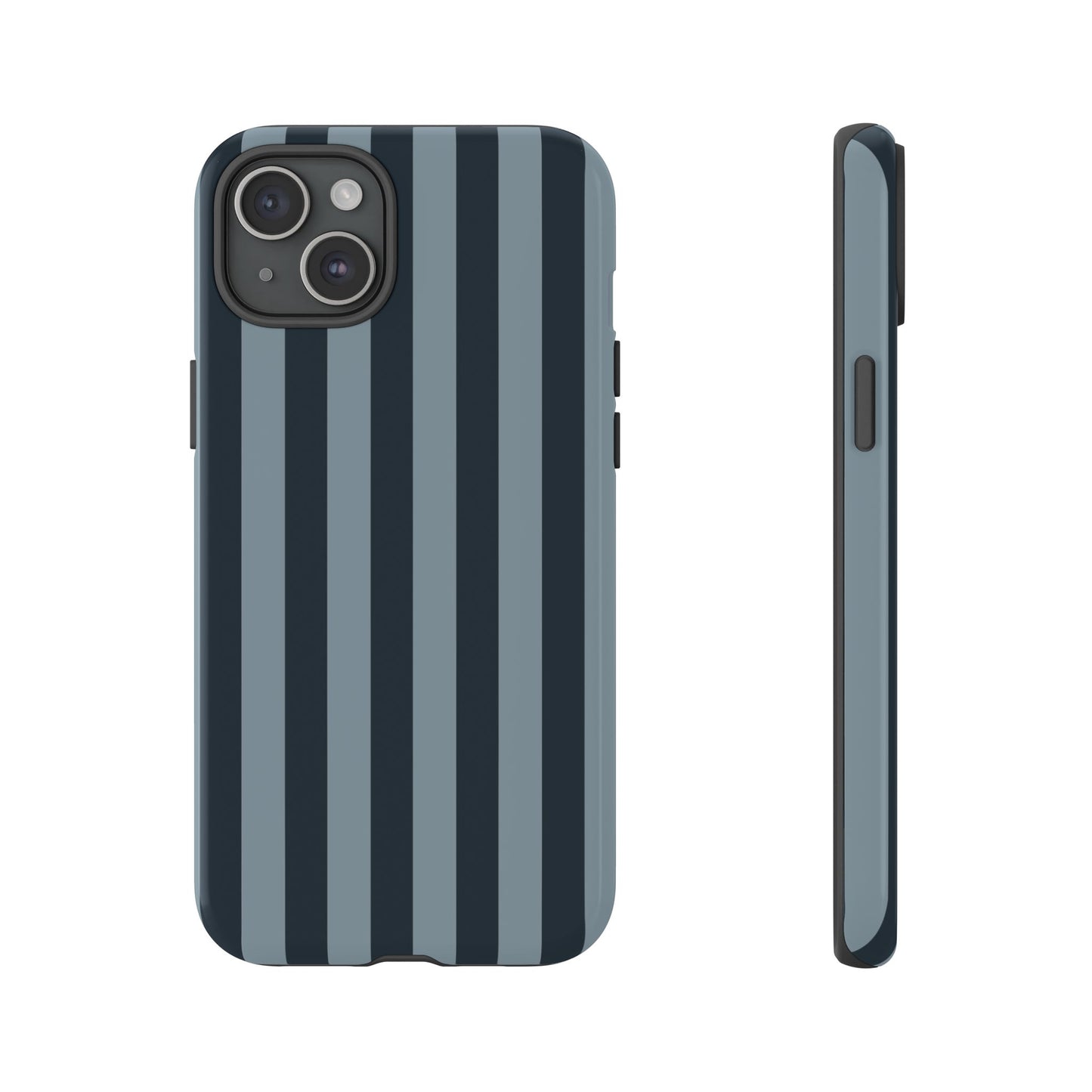 iPhone 15 Plus / Glossy Phone Case - ’Dark Blue Stripe Pattern’ Phone Case