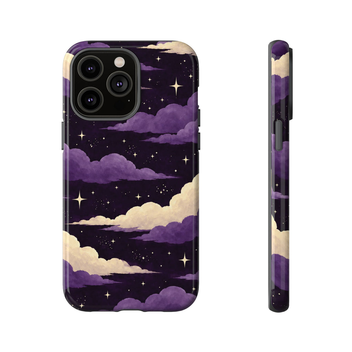 Illustrated Purple Clouds & Stars Phone Case