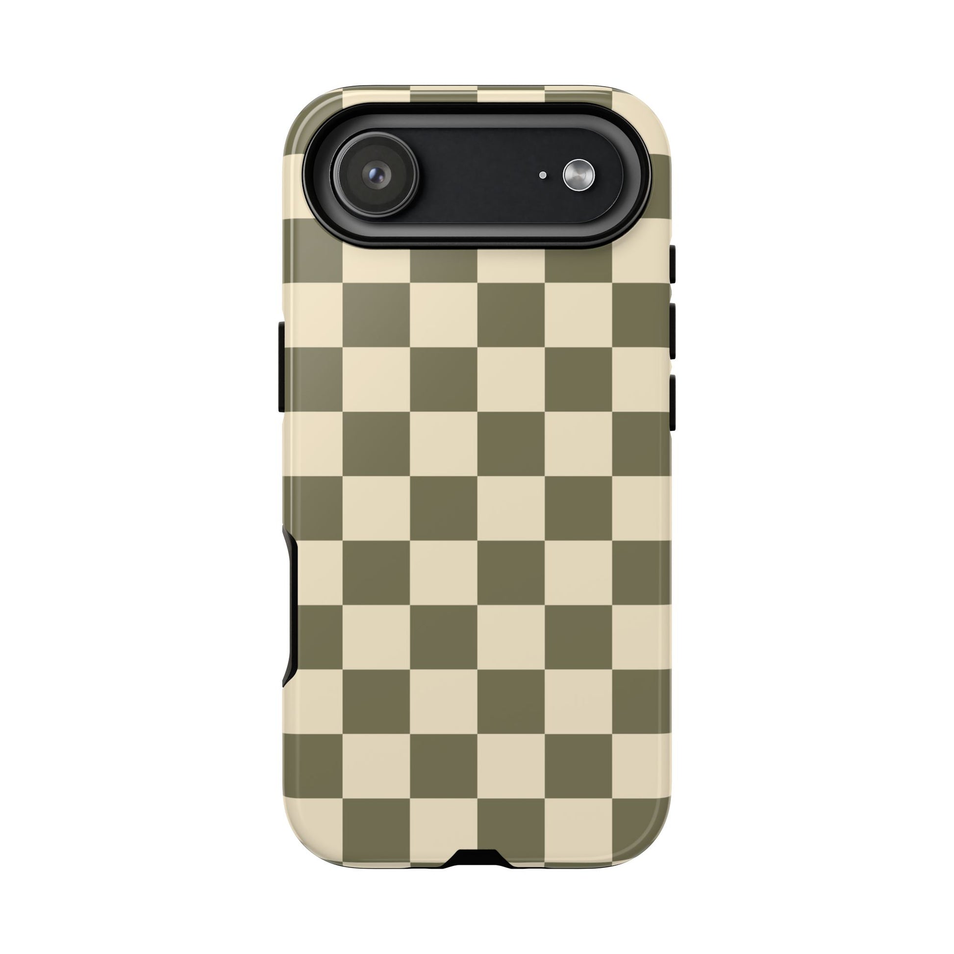 iPhone 17 Air / Glossy Phone Case - ’Green Checkered Pattern’ Phone Case