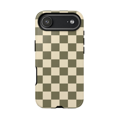 iPhone 17 Air / Glossy Phone Case - ’Green Checkered Pattern’ Phone Case