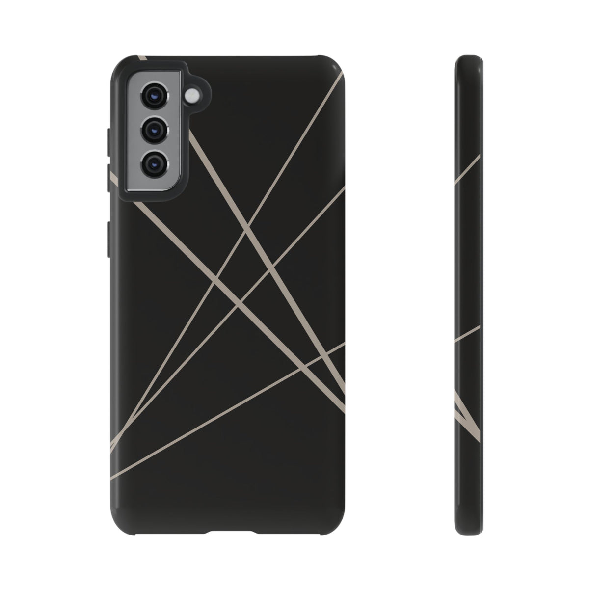Abstract Black with Grey Lines Phone Case - Black Phone Case - Samsung Galaxy S21 Plus / Glossy