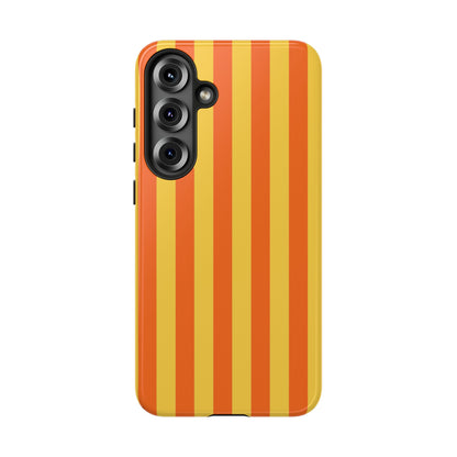 Samsung Galaxy S25 Plus / Glossy Phone Case - Trendy Orange & Yellow Stripe Pattern Phone Case