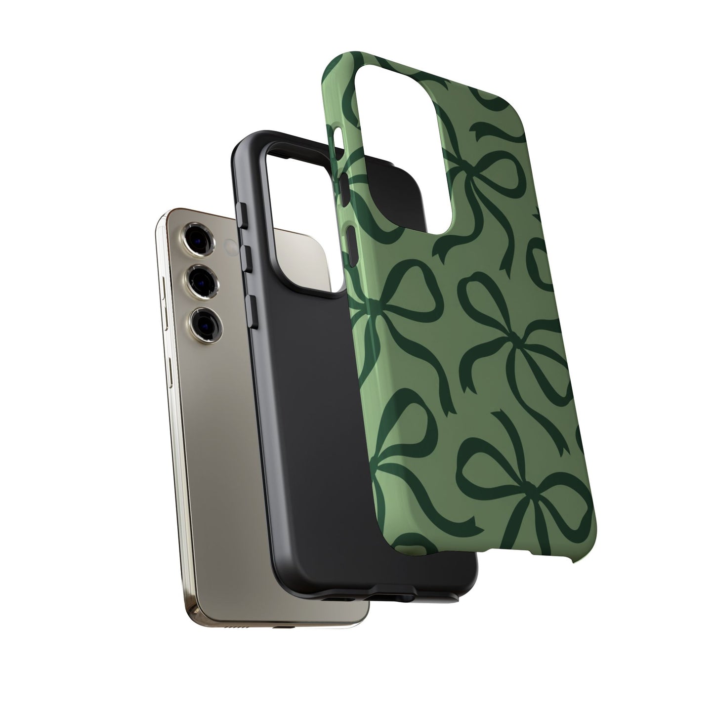 Bold Sage Green and Forest Green Bow Pattern Phone Case