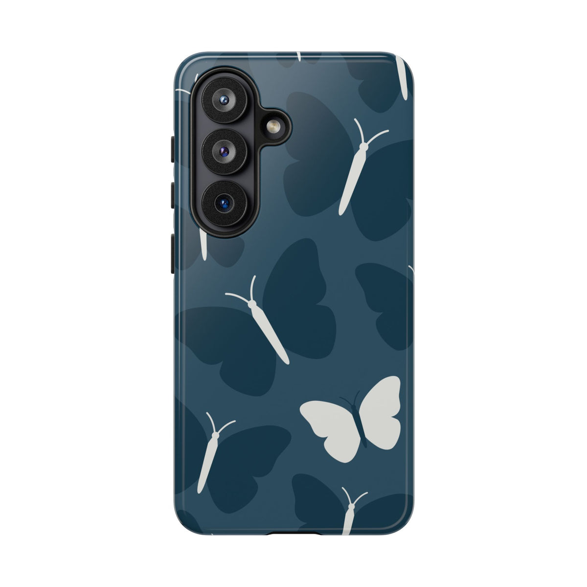 Minimalist Dark Blue Butterfly Pattern Phone Case - Blue Phone Case - Samsung Galaxy S26 / Glossy
