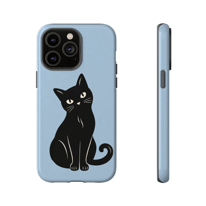 Minimalist Powder Blue & Black Cat Phone Case