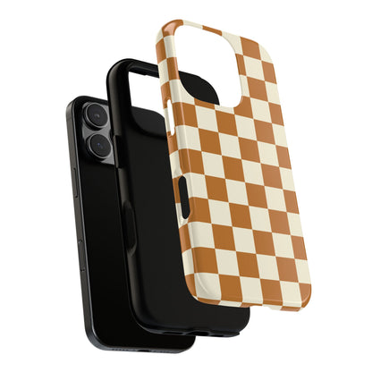 Phone Case - ’Orange & White Checkered Pattern’ Phone Case