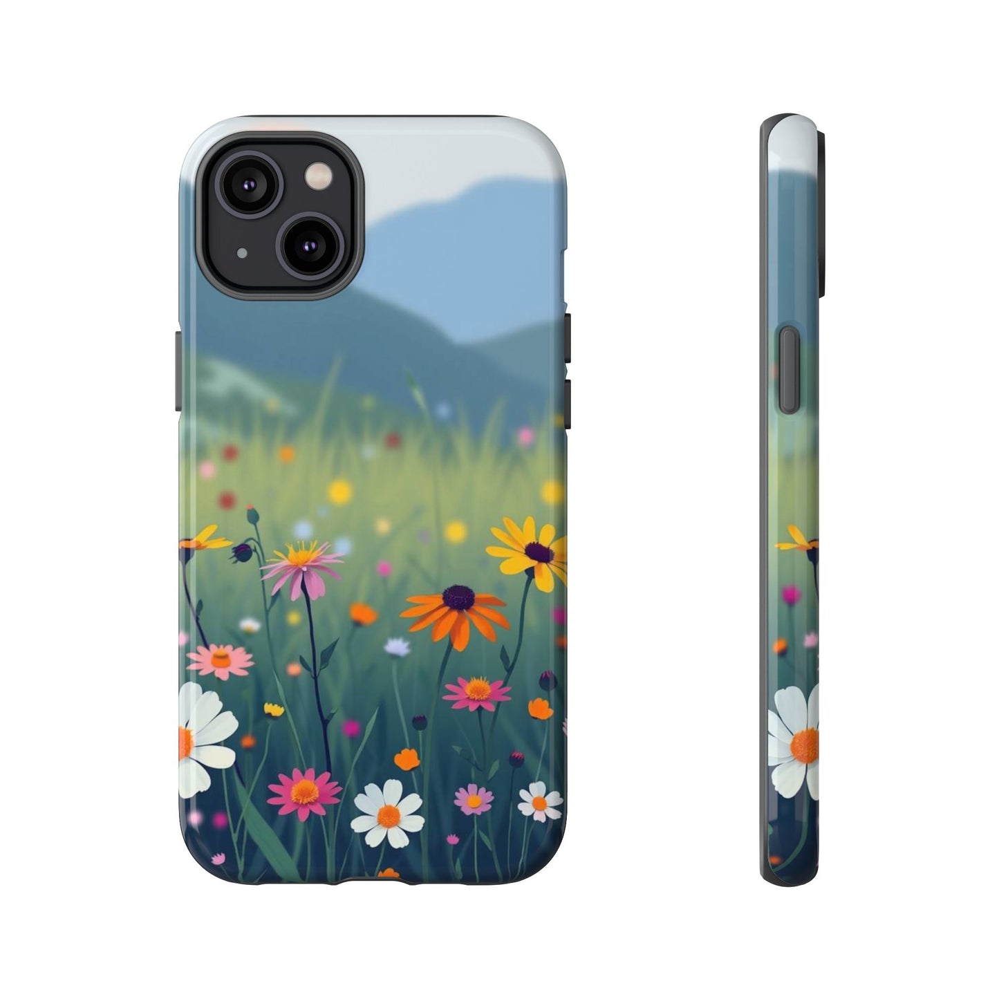 iPhone 14 Plus / Glossy Phone Case - Vibrant Meadow Design Phone Case