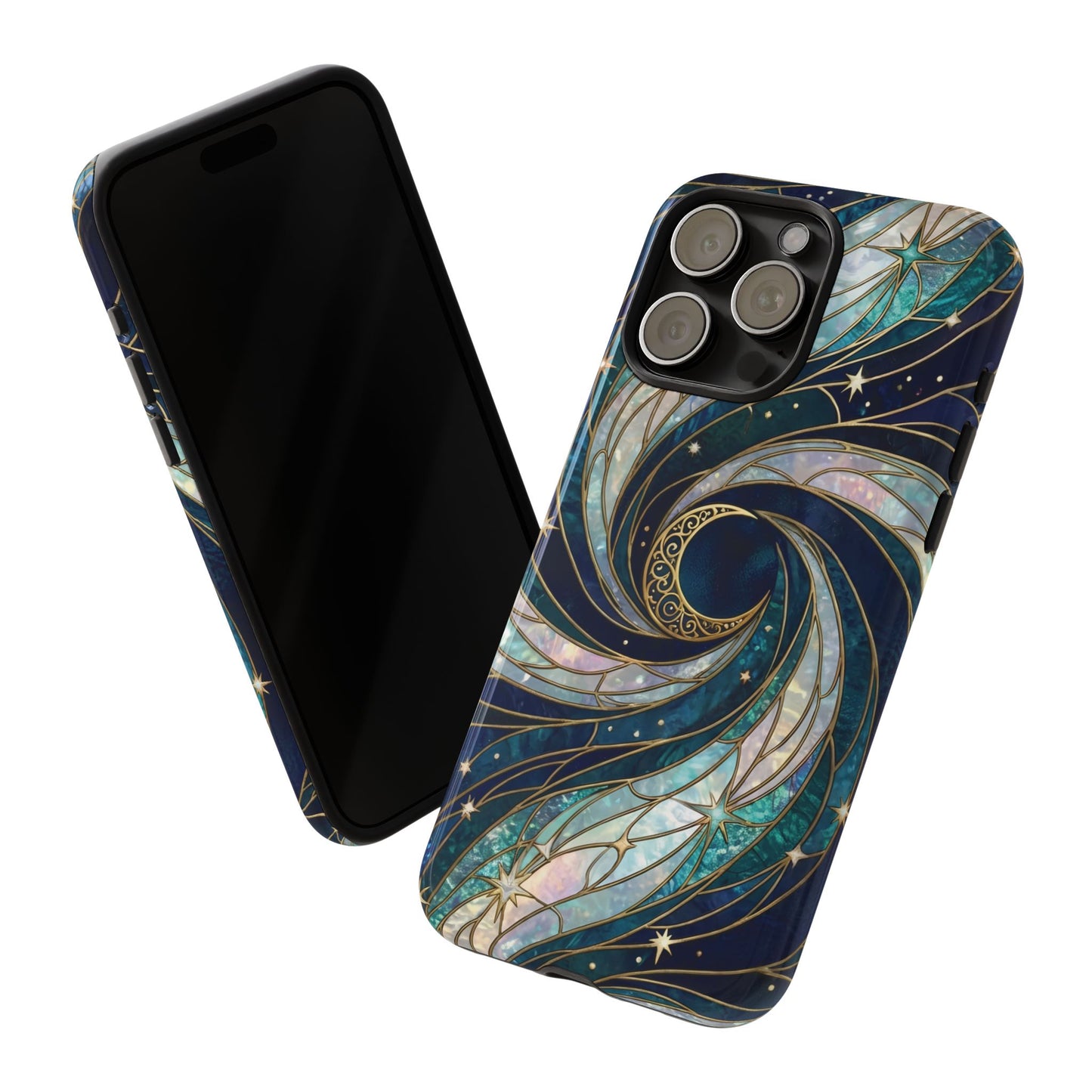 Elegant Navy & Teal Celestial Swirl Phone Case