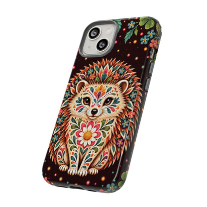 Vibrant Terracotta and Teal Calavera Hedgehog Phone Case - Multicolor Phone Case