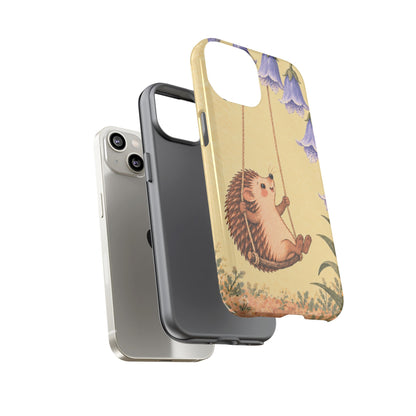 Whimsical Buttercream Hedgehog and Bluebell Phone Case - Yellow Phone Case