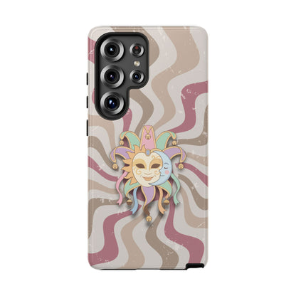 Sun & Moon Jester Mask – Pink Retro Wave Phone Case - Pink Phone Case - Samsung Galaxy S25 Ultra / Glossy