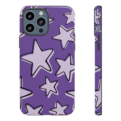 Violet Purple Doodle Star Phone Case