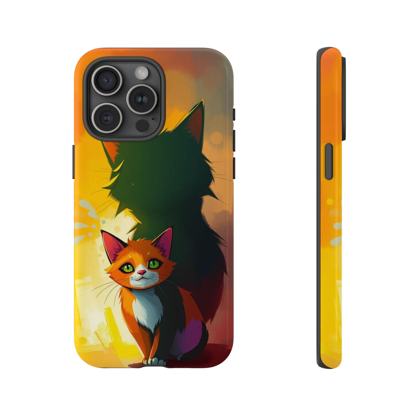 iPhone 15 Pro Max / Glossy Phone Case - Acrylic Style Shadow Cat Design Phone Case
