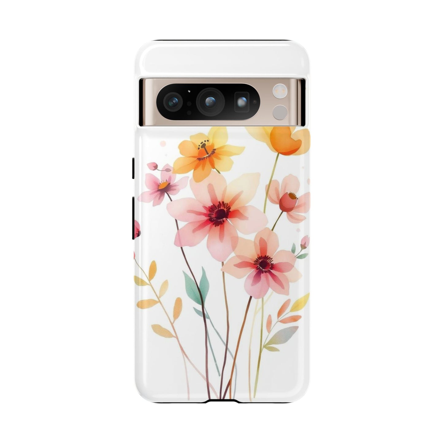 Google Pixel 8 Pro / Glossy Phone Case - Boho Chic Watercolour Blooms Design Phone Case