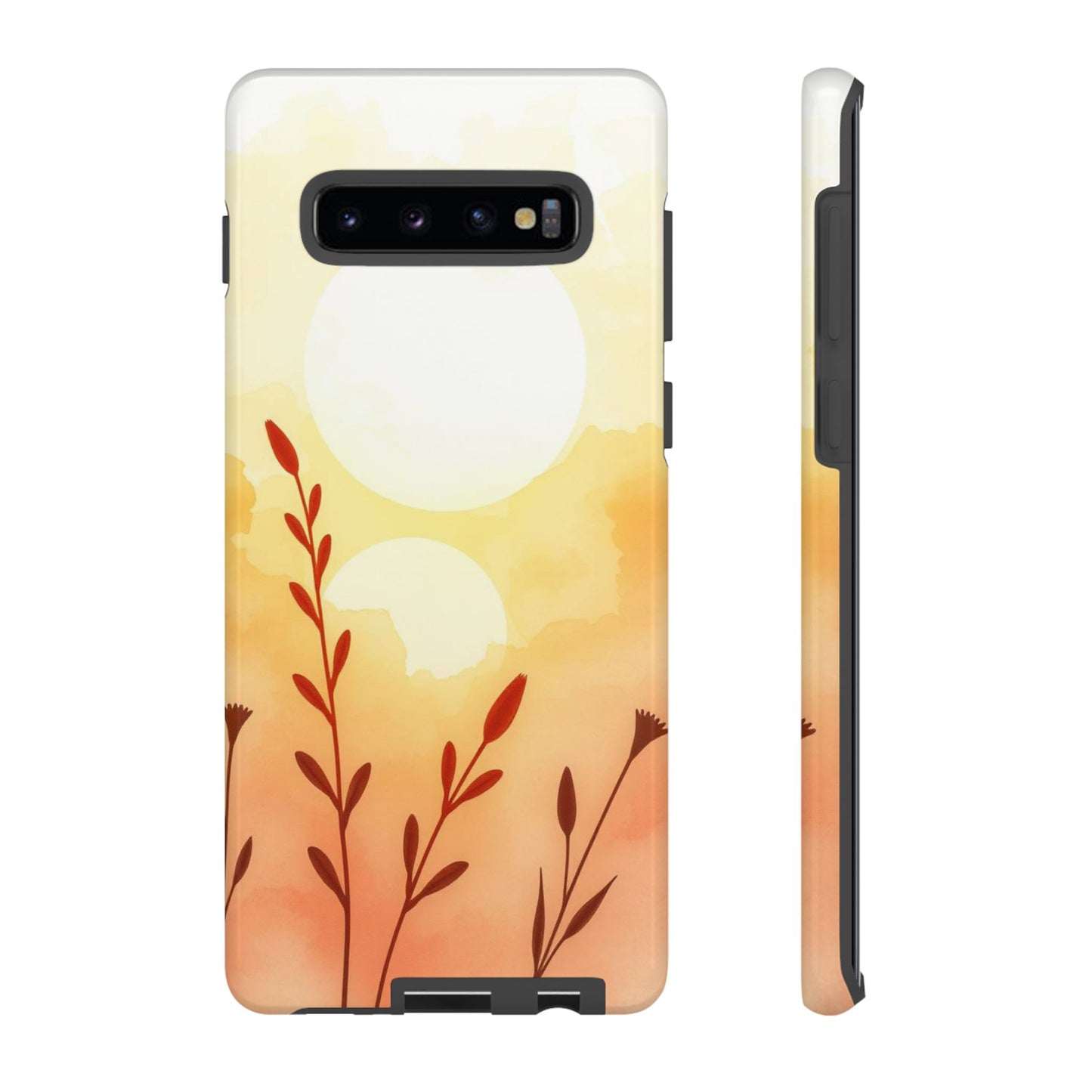 Samsung Galaxy S10 Plus / Glossy Phone Case - Watercolour Wildflower & Sun Design Phone Case