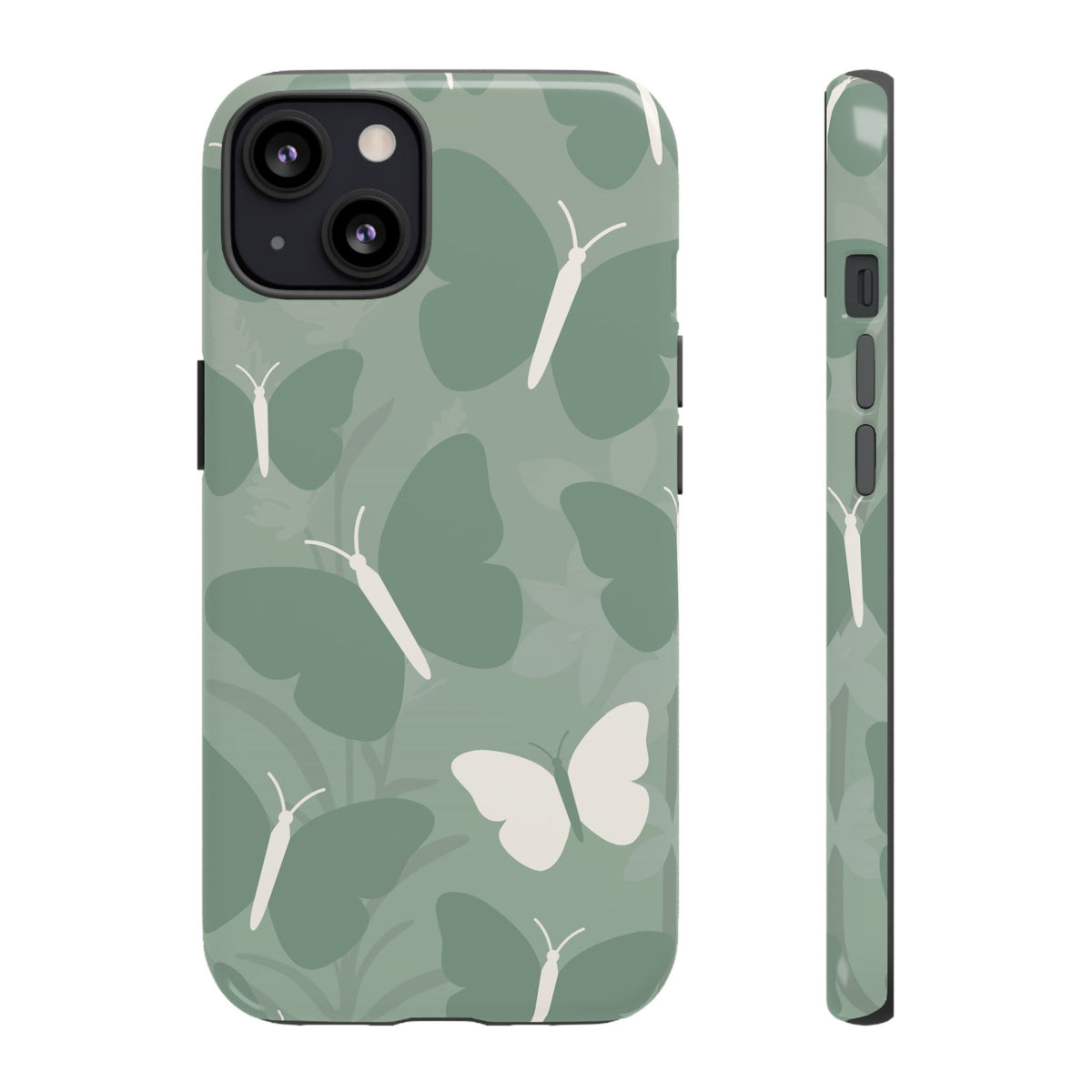 Minimalist Mint Green Butterfly Pattern Phone Case - Green Phone Case - iPhone 13 / Glossy