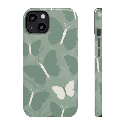 Minimalist Mint Green Butterfly Pattern Phone Case - Green Phone Case - iPhone 13 / Glossy