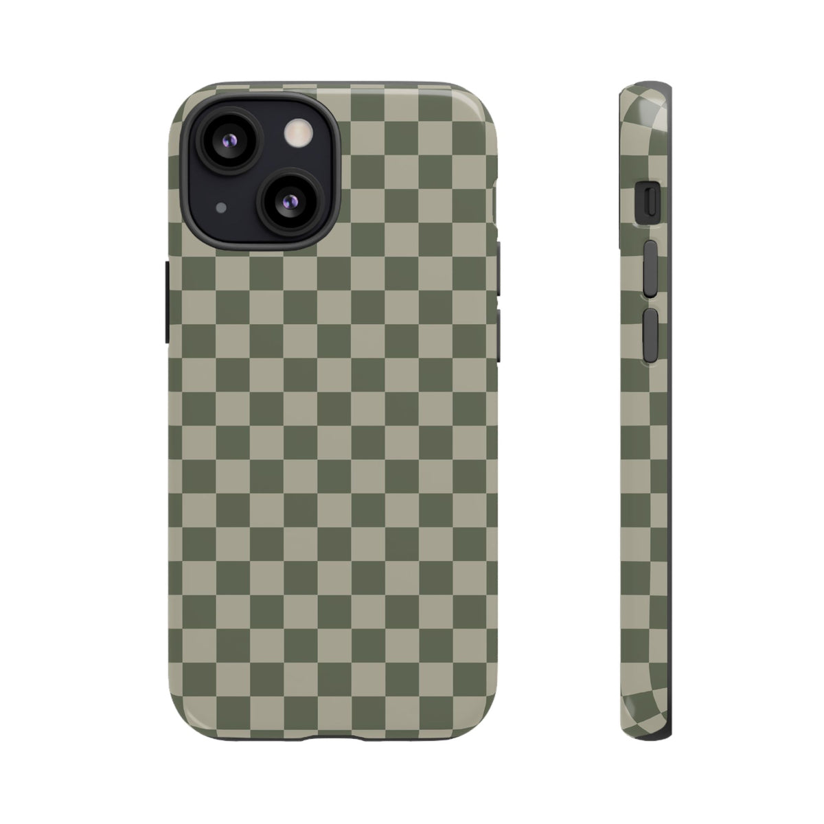 Bold Olive Green Checked Pattern Phone Case - Green Phone Case - iPhone 13 Mini / Glossy