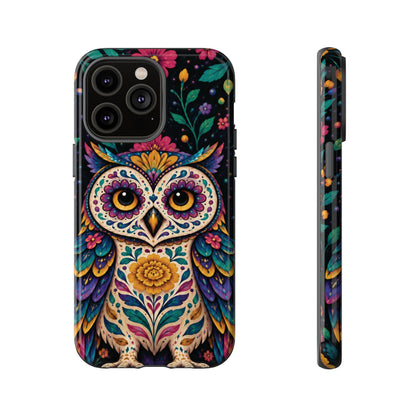 Vibrant Purple and Teal Calavera Owl Phone Case - Multicolor Phone Case - iPhone 14 Pro Max / Glossy
