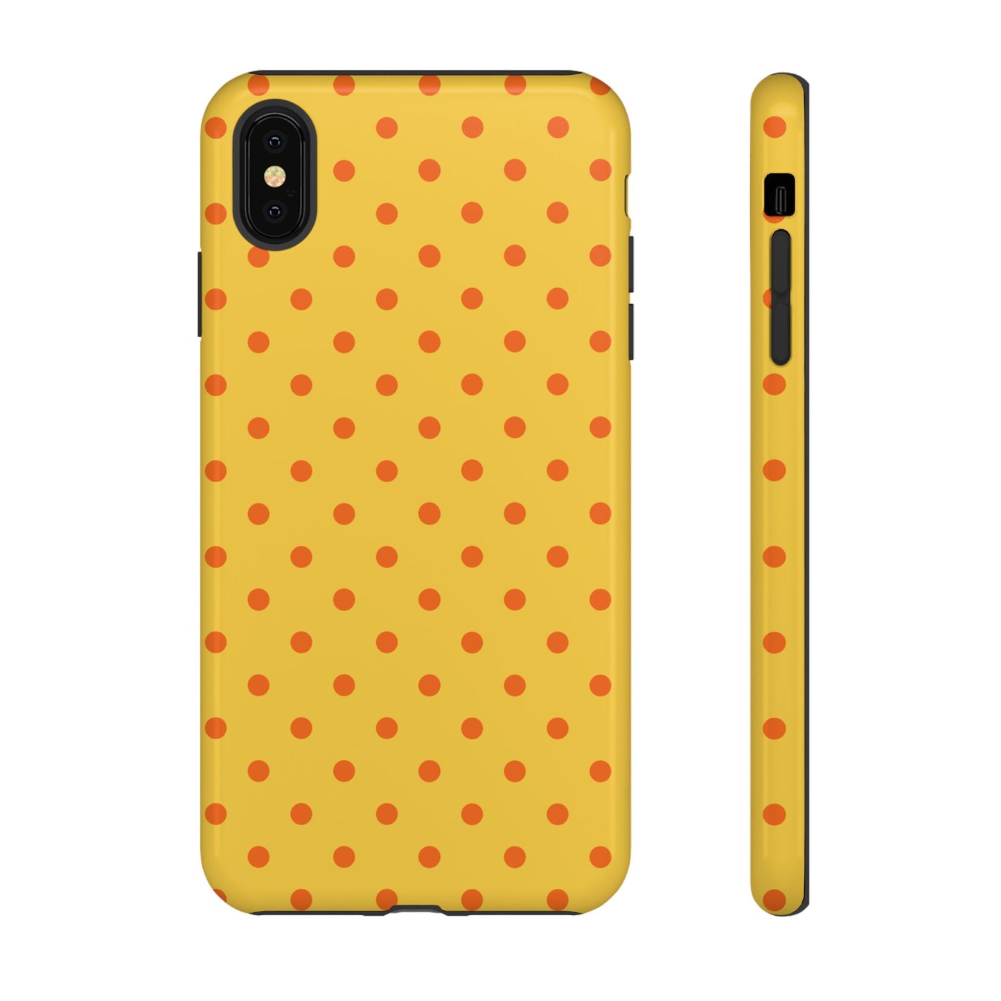 iPhone XS MAX / Glossy Phone Case - Trendy Yellow & Orange Dot Pattern Phone Case