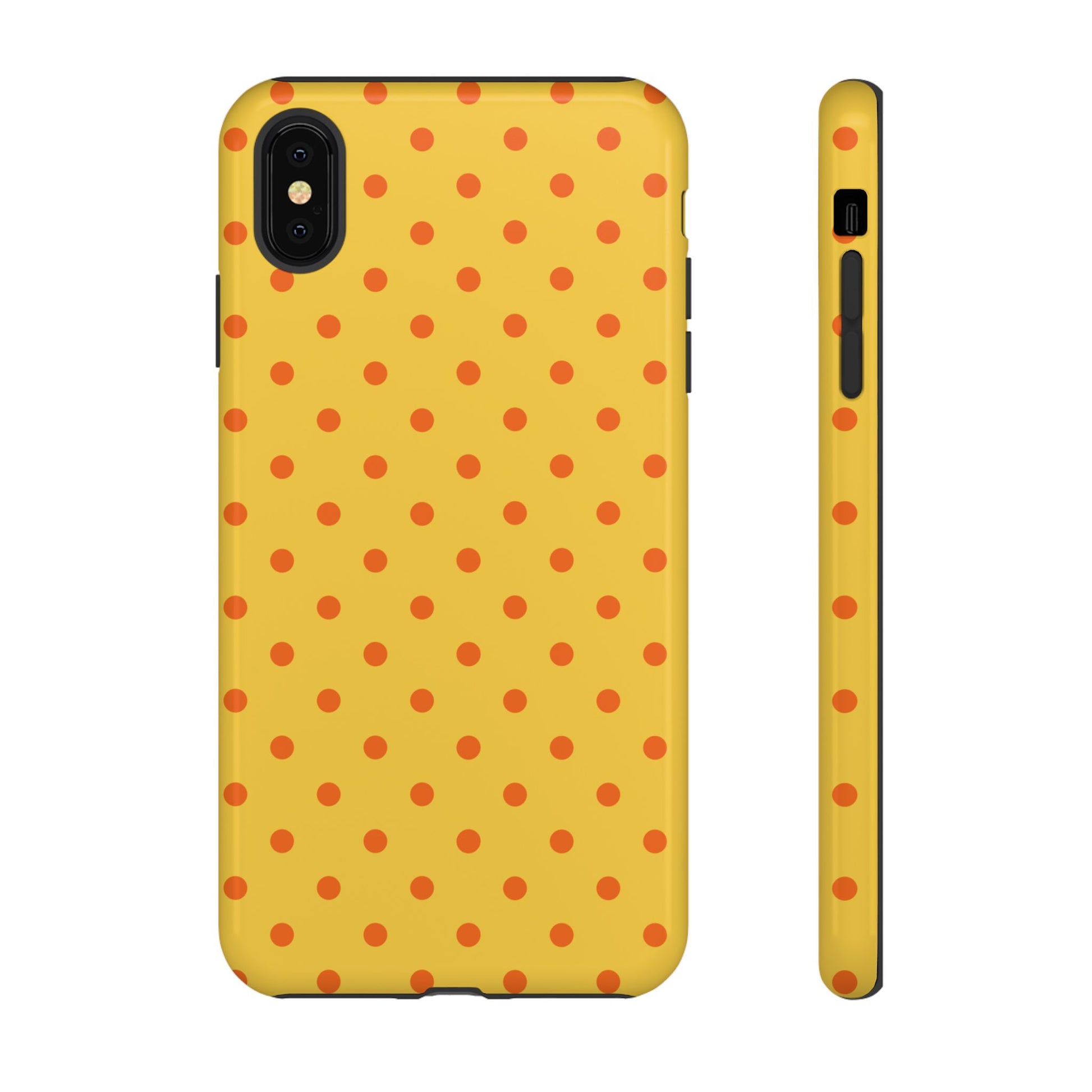iPhone XS MAX / Glossy Phone Case - Trendy Yellow & Orange Dot Pattern Phone Case
