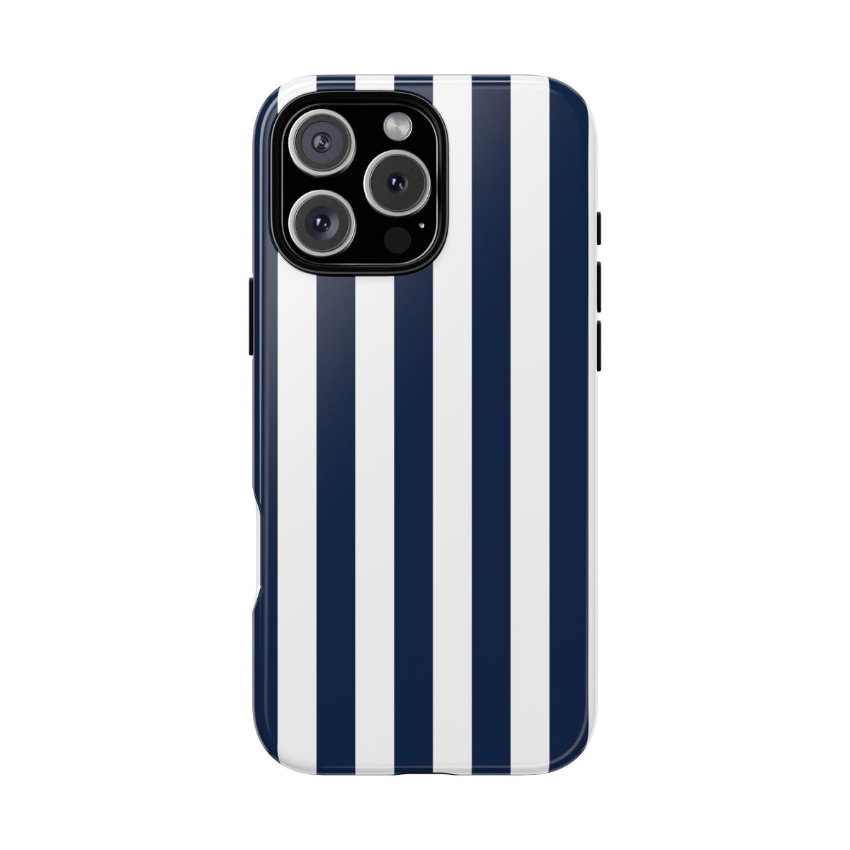 Simple Dark Blue & White Stripe Pattern Phone Case - White Phone Case - iPhone 16 Pro Max / Glossy