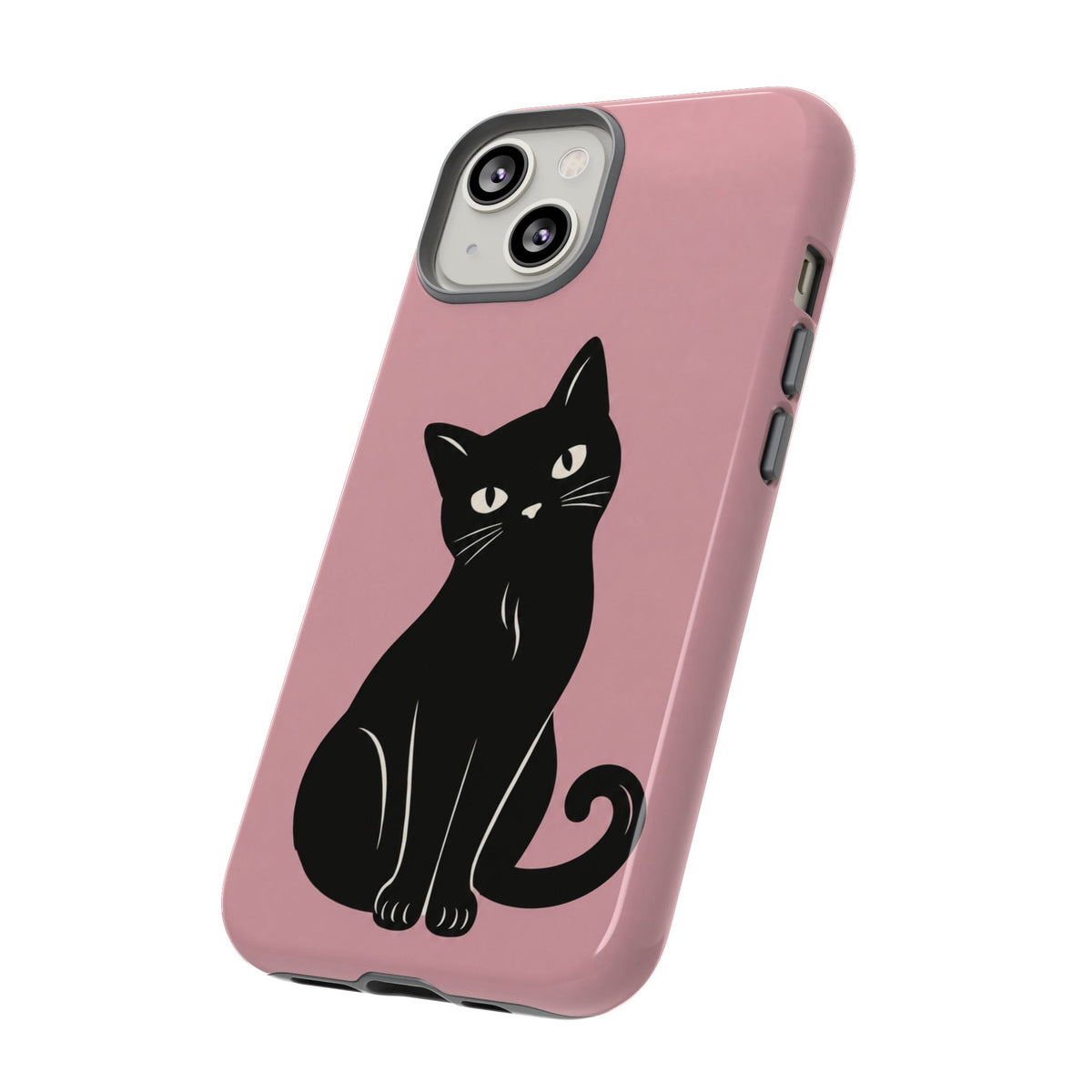 Minimalist Blush Pink & Black Cat Phone Case