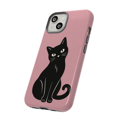 Minimalist Blush Pink & Black Cat Phone Case