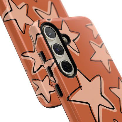 Burnt Orange Doodle Star Phone Case