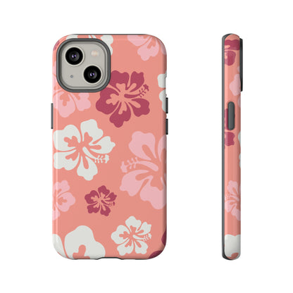 iPhone 14 / Glossy Phone Case - ’Pink Hibiscus Retro Pattern #3’ Phone Case