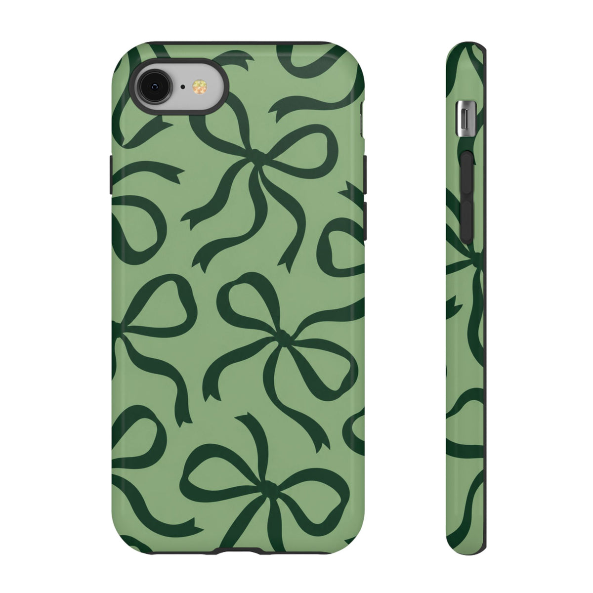 Bold Sage Green and Forest Green Bow Pattern Phone Case