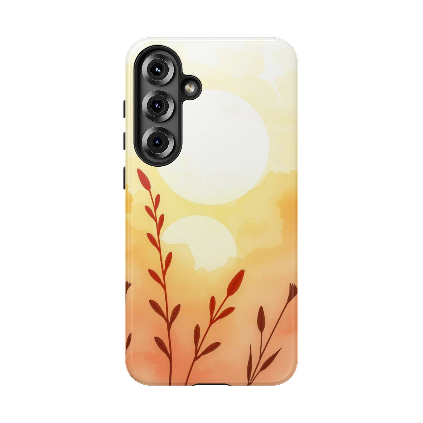 Samsung Galaxy S25 Plus / Glossy Phone Case - Watercolour Wildflower & Sun Design Phone Case