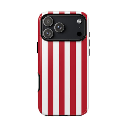 iPhone 17 Pro Max / Glossy Phone Case - Simple Dark Pink & White Stripe Pattern Phone Case