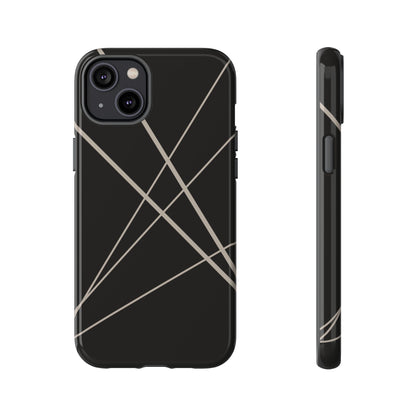 iPhone 14 Plus / Glossy Phone Case - Abstract Black with Grey Lines Phone Case