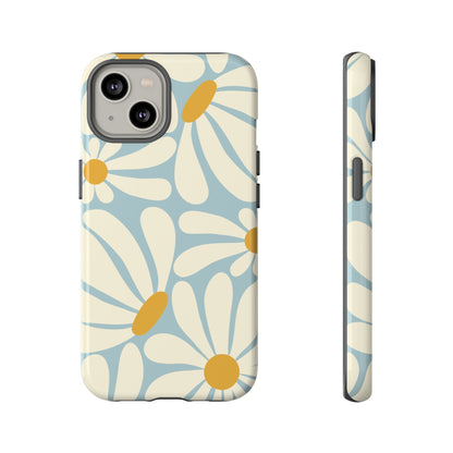 iPhone 14 / Glossy Phone Case - ’Retro Blue Daisy Pattern’ Phone Case