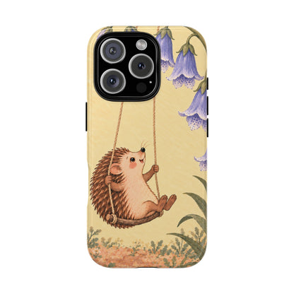 Whimsical Buttercream Hedgehog and Bluebell Phone Case - Yellow Phone Case - iPhone 16 Pro / Glossy