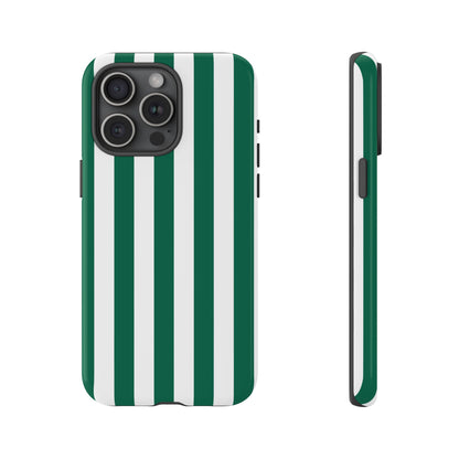 iPhone 15 Pro Max / Glossy Phone Case - Simple Green & White Stripe Pattern Phone Case