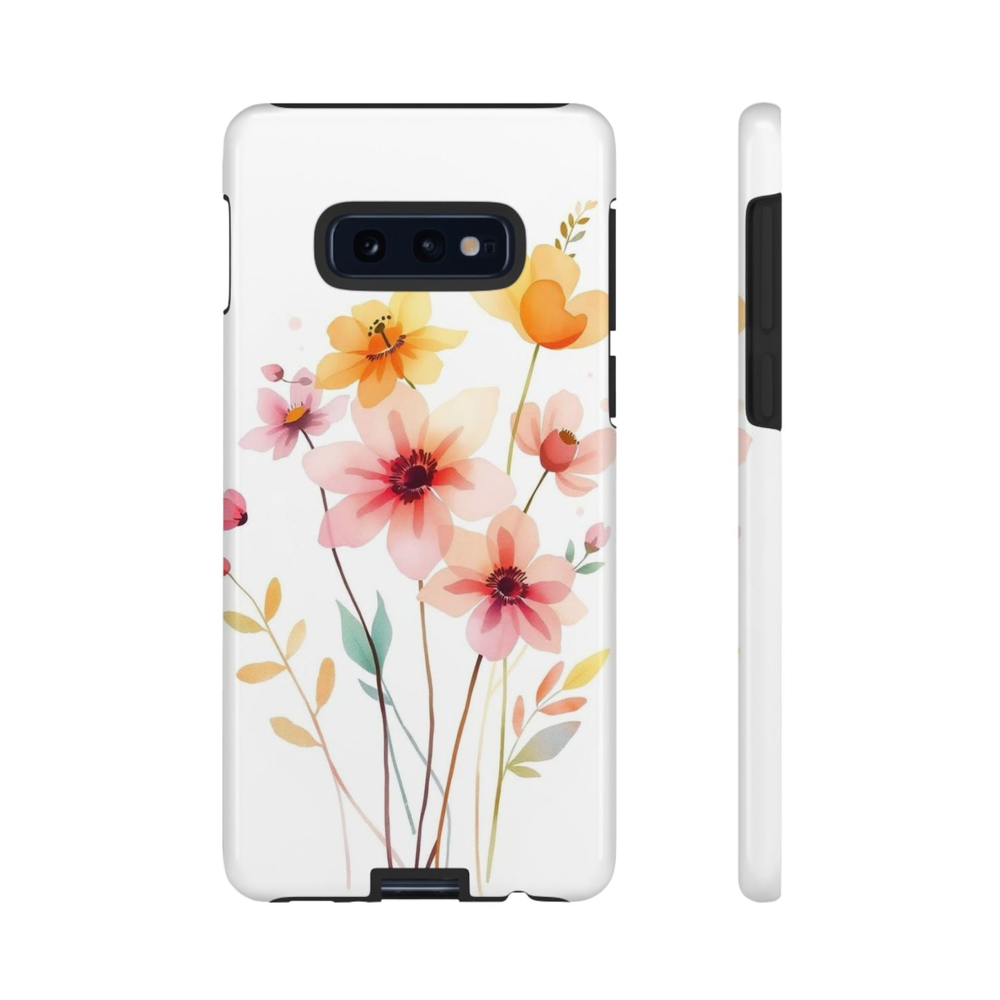 Samsung Galaxy S10E / Glossy Phone Case - Boho Chic Watercolour Blooms Design Phone Case